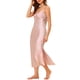 thumbnail image 4 of INSPIRE CHIC Camisón de Satén para Mujer con Cuello en V, Sin Mangas, Maxi Camisón con Tirantes Ajustables y Detalle de Pliegues, Vestido de Ropa de Dormir Sedoso XX-Large Rosa Claro, 4 of 6