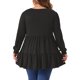 thumbnail image 3 of Agnes Orinda Tops de Talla Grande para Mujer Cuello en V Manga Larga Botón Peplum Túnicas Babydoll TunicTops 1X Negro, 3 of 5