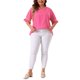 thumbnail image 4 of Agnes Orinda Blusas de Tallas Grandes para Mujer con Puntos, Cuello en V, Volantes, Manga Corta, Primavera Verano, Estilo Bohemio, Talla 2X, Rosa Fucsia, 4 of 8
