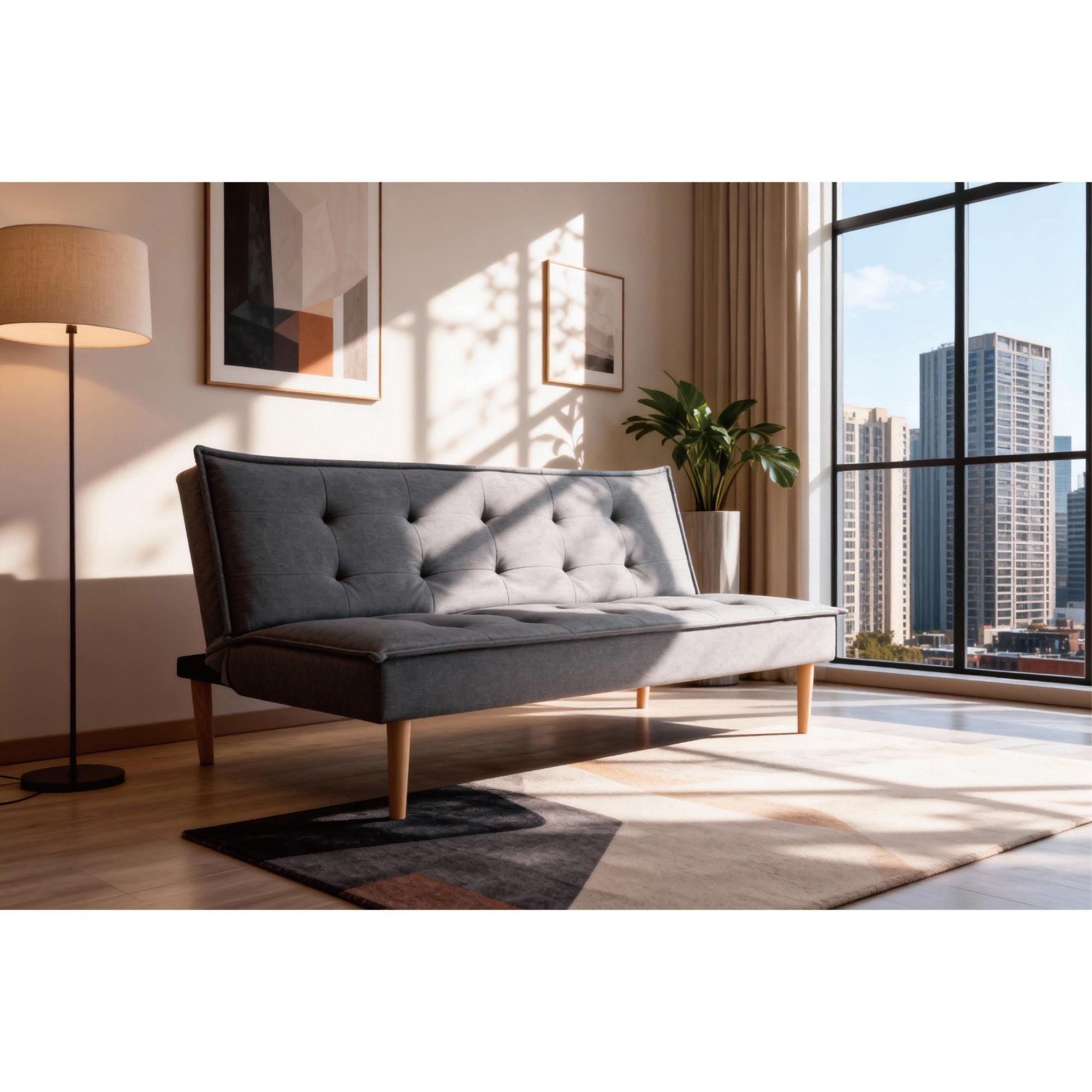 Mainstays - Futón Gris Oscuro Turin 170X75X75Cm