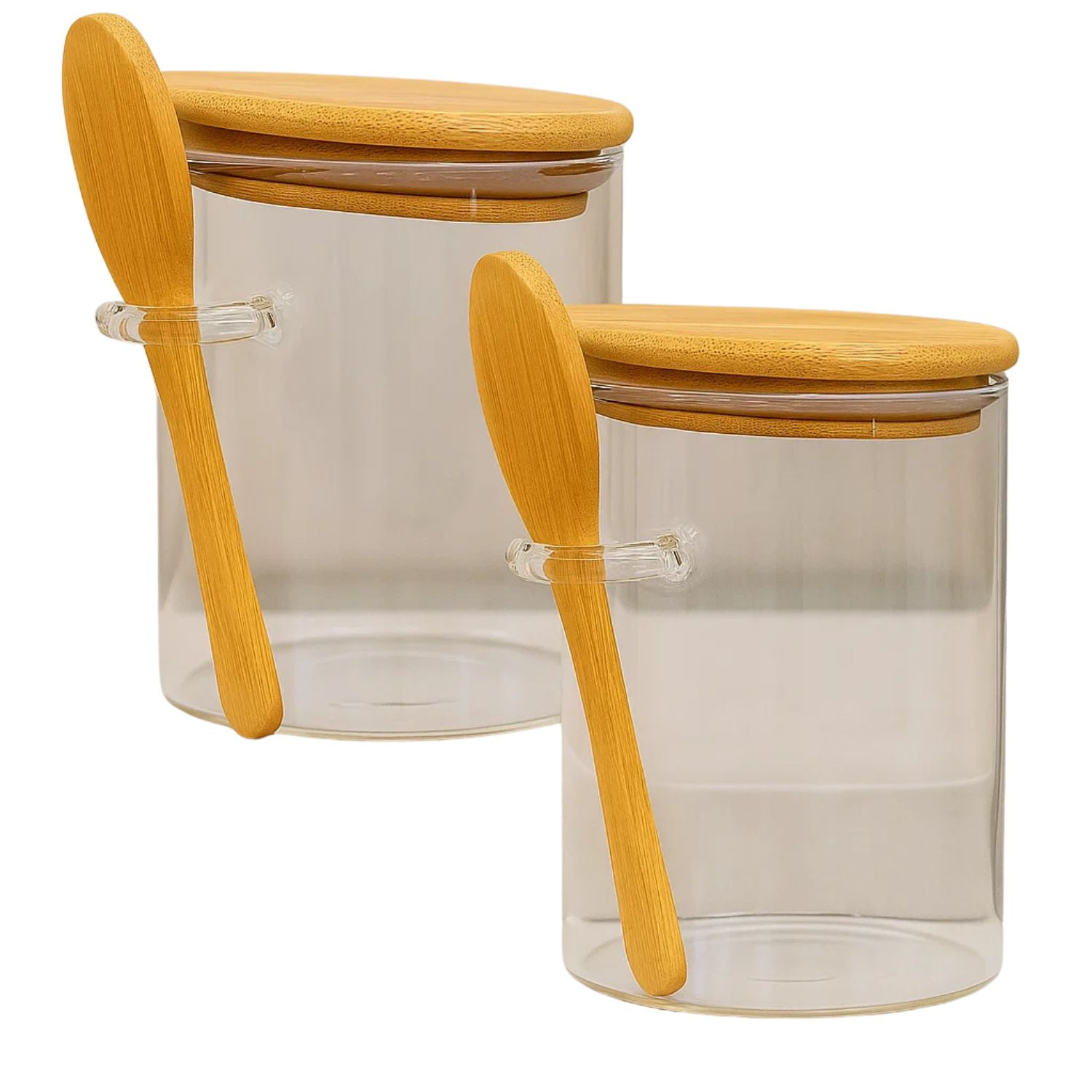 Disparo - Set 2 Frasco Contenedor Hermetico 450ml 10cm Redondo Cuchara