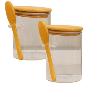Disparo - Set 2 Frasco Contenedor Hermetico 450Ml 10Cm Redondo Cuchara
