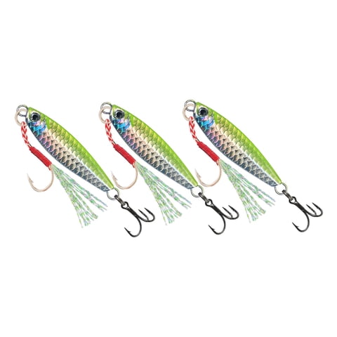 Ioensy - 3Pcs Jigbaits Agua Salada Con Gancho De Asistencia Y Gancho De Hundimiento Señora Señora De Pesca Verde