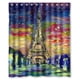 thumbnail image 1 of Cortina de ducha con diseño de la Torre Eiffel de París, ciudad del amor, acuarela, juego de cortinas de baño con ganchos, tamaño 60 x 72 pulgadas, 1 of 3