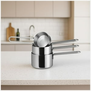 Set 4 Tazas Medidoras Acero Inox Cuiner 60 50 120 250Ml Plateado