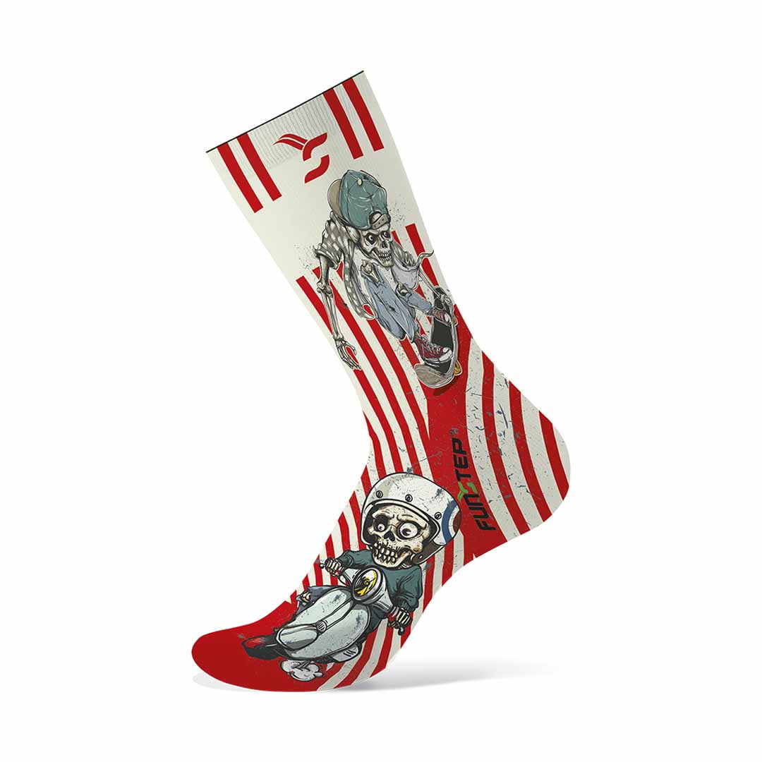 Calcetines Funstep Con Dibujos Blanco Roto/rojo Xl ( 44-47)