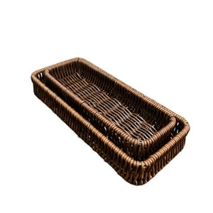 Oem - Set 2 Bandeja De Ratan Cesta Tejida Alimentos Decoracion O