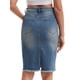 thumbnail image 3 of INSPIRE CHIC Falda de Jean para Mujer Regreso a Clases Dobladillo Deshilachado de Cintura Alta con Bolsillos Estiramiento de Longitud Media Falda de Mezclilla Azul Retro 2XL, 3 of 6