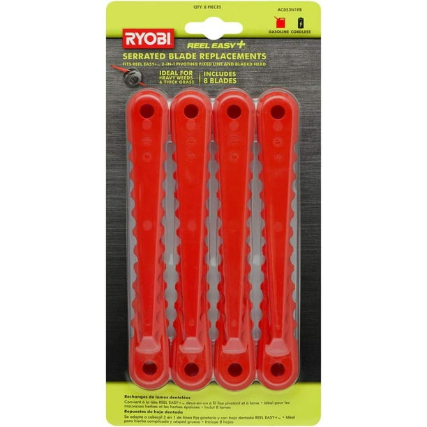 Cuchillas de repuesto RYOBI AC053N1FB para cabezal de desbrozadora fijo 3 en 1 (paquete de 8)