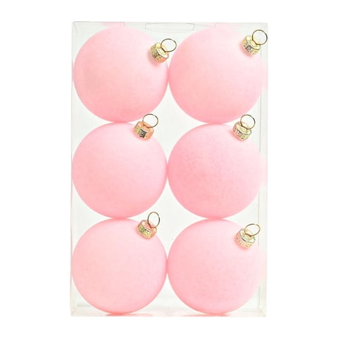 Bothyi - 6 Bolas Navideñas Flocadas De 6 Cm Para Decoración De Aniversario, Color Rosa