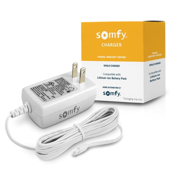 Cargador Somfy V2 para motores sin cable de 1,8 m con LED de 3 pines
