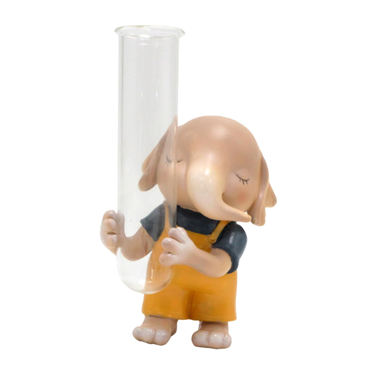 Bothyi - Jarrón De Tubo De Ensayo De Vidrio, Bonitos Adornos De Escritorio, Jarrones Para Sala De Estar, Escritorio, Cafetería, 9,7 Cm X 7,5 Cm, Elefante
