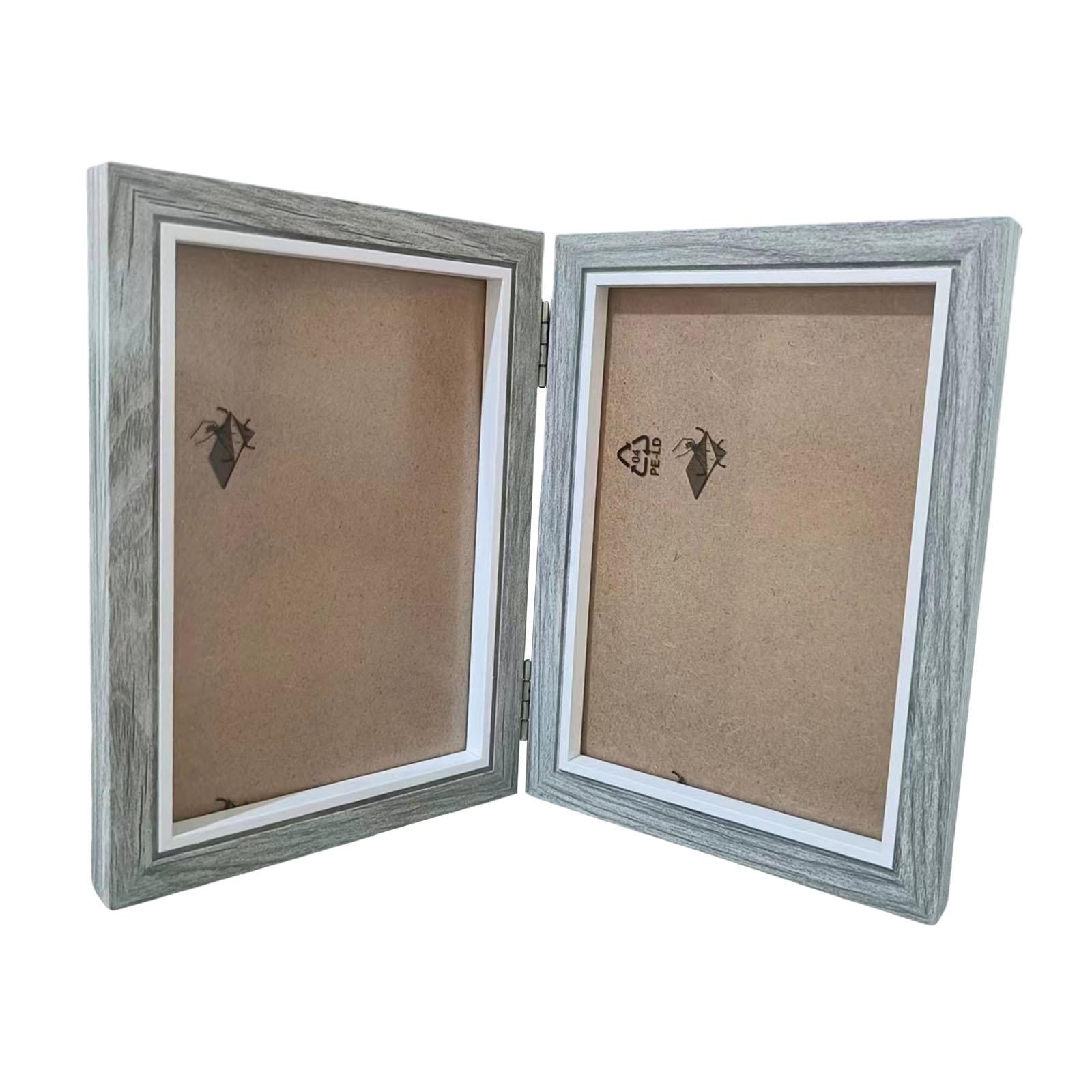 Magideal - Marco De Fotos Marco De Fotos De Madera Marco Vinculado Soporte De Exhibición De Fotos Collage De Fotos Familiares Para La Mesa De Entrada Decoración Doble Pliegue