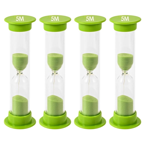Reloj de arena TeacherFav 5 min, paquete de 4, verde, 9 cm, acrílico