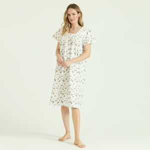 Bbz Barbizon - Camisa De Dormir Tradicional Maria Blanco Estampado