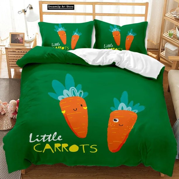 Fashion Green CarrotsLike Bedding Set Boys Girls Duvet Cover Pillowcase Bed Adult Bedroom