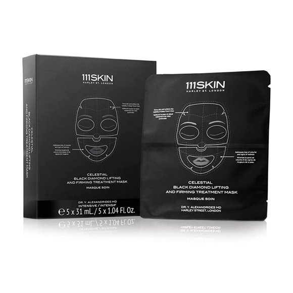 111Skin Mascarilla Facial Reafirmante y Reafirmante con Efecto Lifting de Diamante Negro Celestial 1,04 oz (Paquete de 5)
