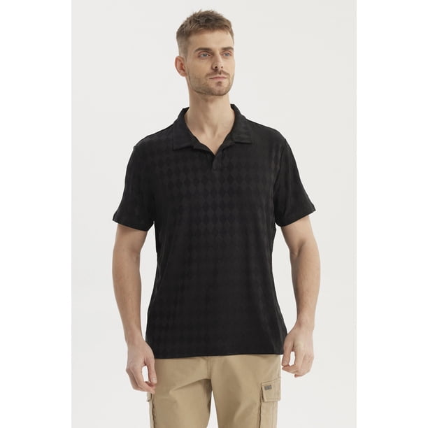 Polera Hombre Slim Cuello Camisero Negro- ll