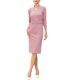 thumbnail image 1 of Vestidos de trabajo para mujeres con mangas 3/4, escote en V, elegante, con cinturón, formal, midi, XS, rosa, 1 of 6