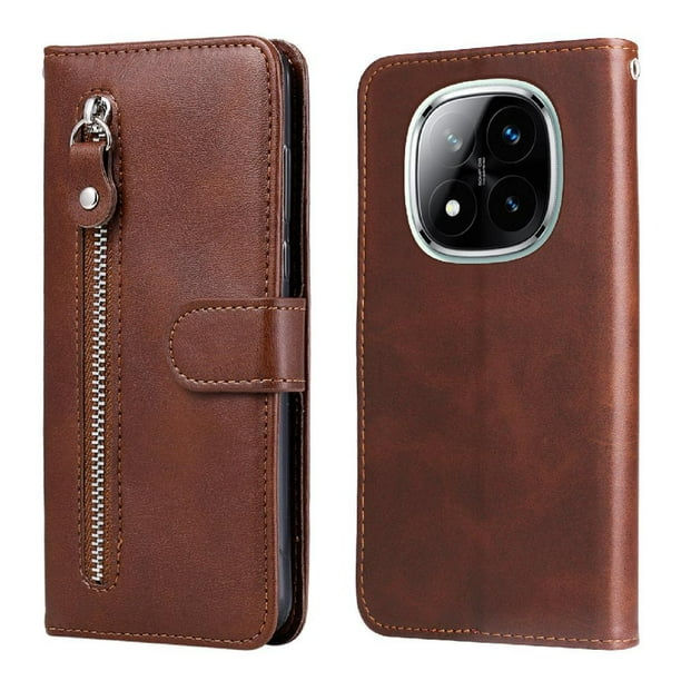 Funda con Cremallera para Xiaomi Redmi Note 14 Pro 5G, Carcasa Cartera de Cuero PU con Soporte y Tarjetero