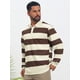 thumbnail image 4 of Camisa Polo de Rayas para Hombre INSPIRE CHIC Manga Larga Casual Contraste Golf M Marrón, 4 of 6