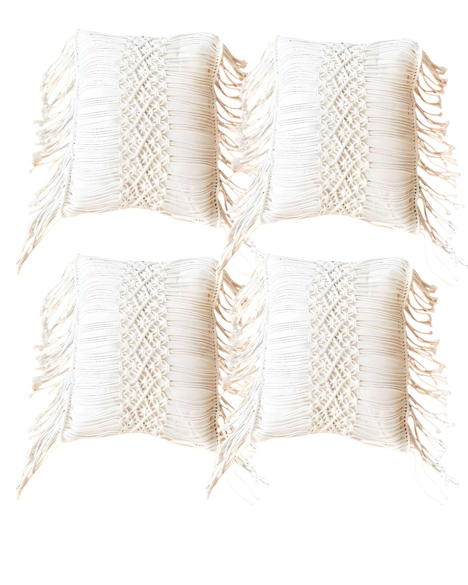 Genérico - Set De 4 Fundas De Cojin Estilo Bohemio 45X45 Cm Blanco 02