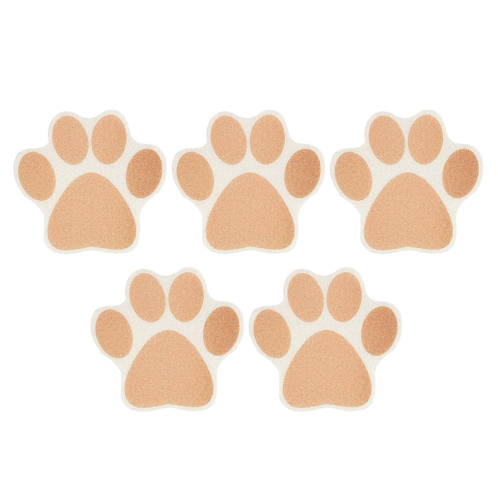 Magideal - Pegatinas Antideslizantes Para Bañera, Pegatinas De Tracción Antideslizantes Con Estampado De Pata, Apliques Para Bañera, Escaleras, Baño Y Barco, 5 U Marrón Pequeño