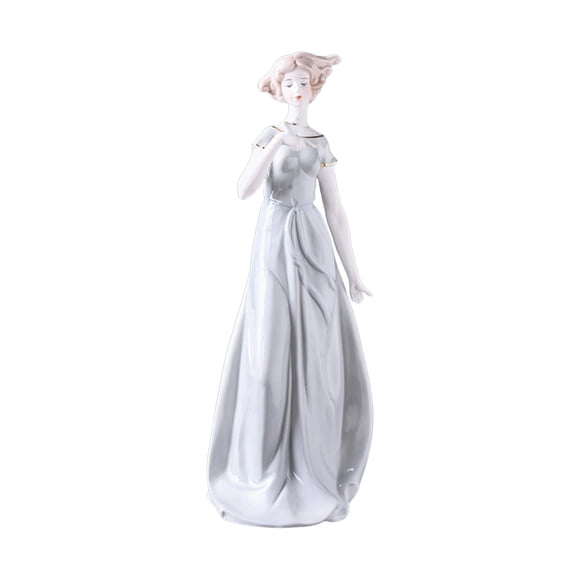 Estatua De Dama De Porcelana, Figura De Niña De Cerámica Nórdica Para Escritorio De Gabinete De Dormitorio