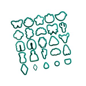 Magideal - Kit De 25 Cortadores De Arcilla Polimérica Para Pendientes, Formas Geométricas, Corte De Arcilla Hecho A Mano Verde