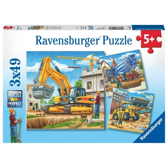 Rompecabezas Ravensburger, vehículos de construcción grandes, 3 x 49 piezas
