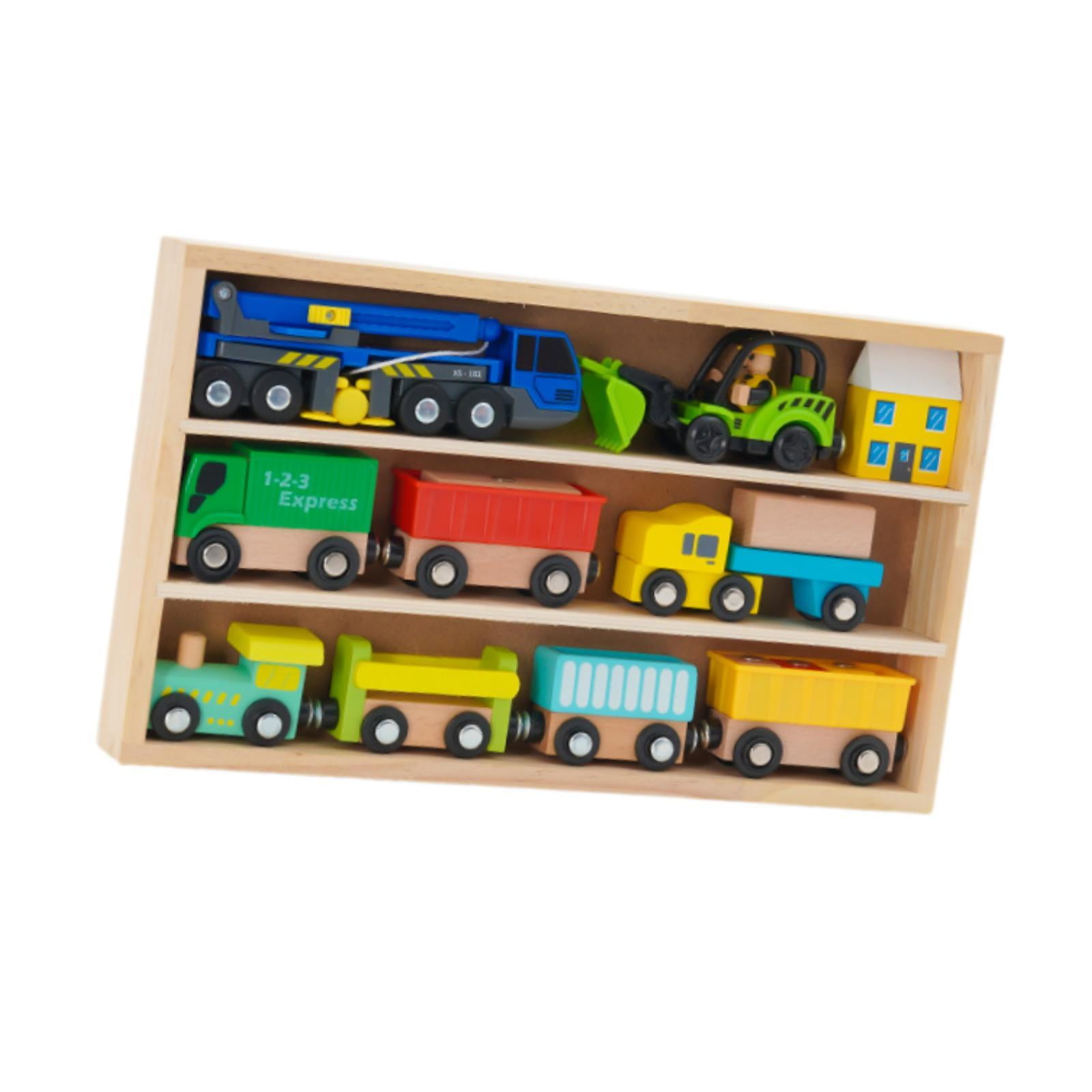 Magideal - Juego De Tren De Madera, Tren De Juguete Para Niños, Aprendizaje Temprano, Habilidades Motoras Finas, Juguetes De Madera, Tren Apilable Para Niños Pequeños, Niños Y Niñas. Estilo C