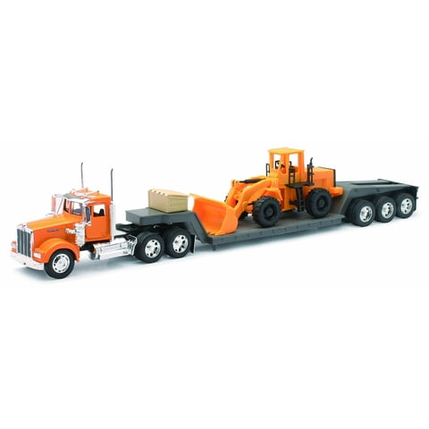 Newray - Modelo De Camión Fundido A Presión New Ray Kenworth W900 Con Remolque Lowboy