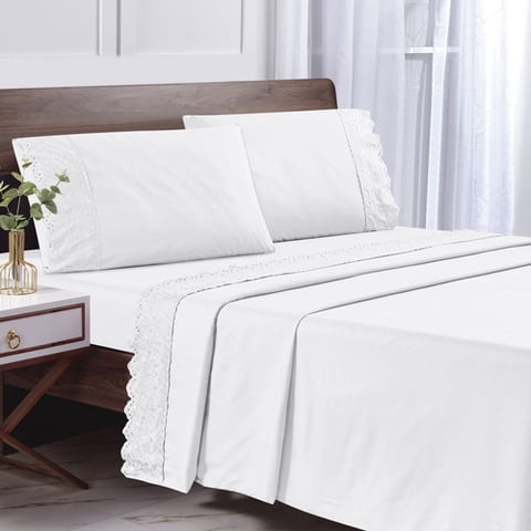 Sabana Andes Microfibra Broderie Blanco King