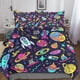 thumbnail image 1 of Funda nórdica con estampado 3D de cohete planetario galáctico, juego de ropa de cama de 3 piezas con funda nórdica de universo, de microfibra con cierre de cremallera oculto y fundas de almo, 1 of 3
