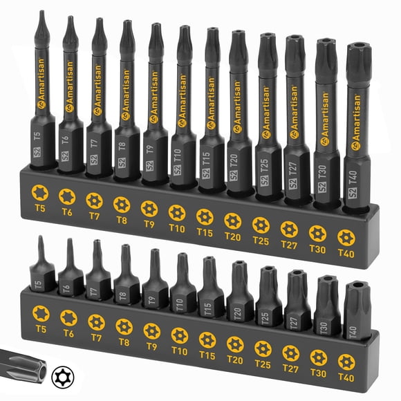 Juego de brocas Torx Amartisan, 24 piezas, acero S2 T5-T40 Security