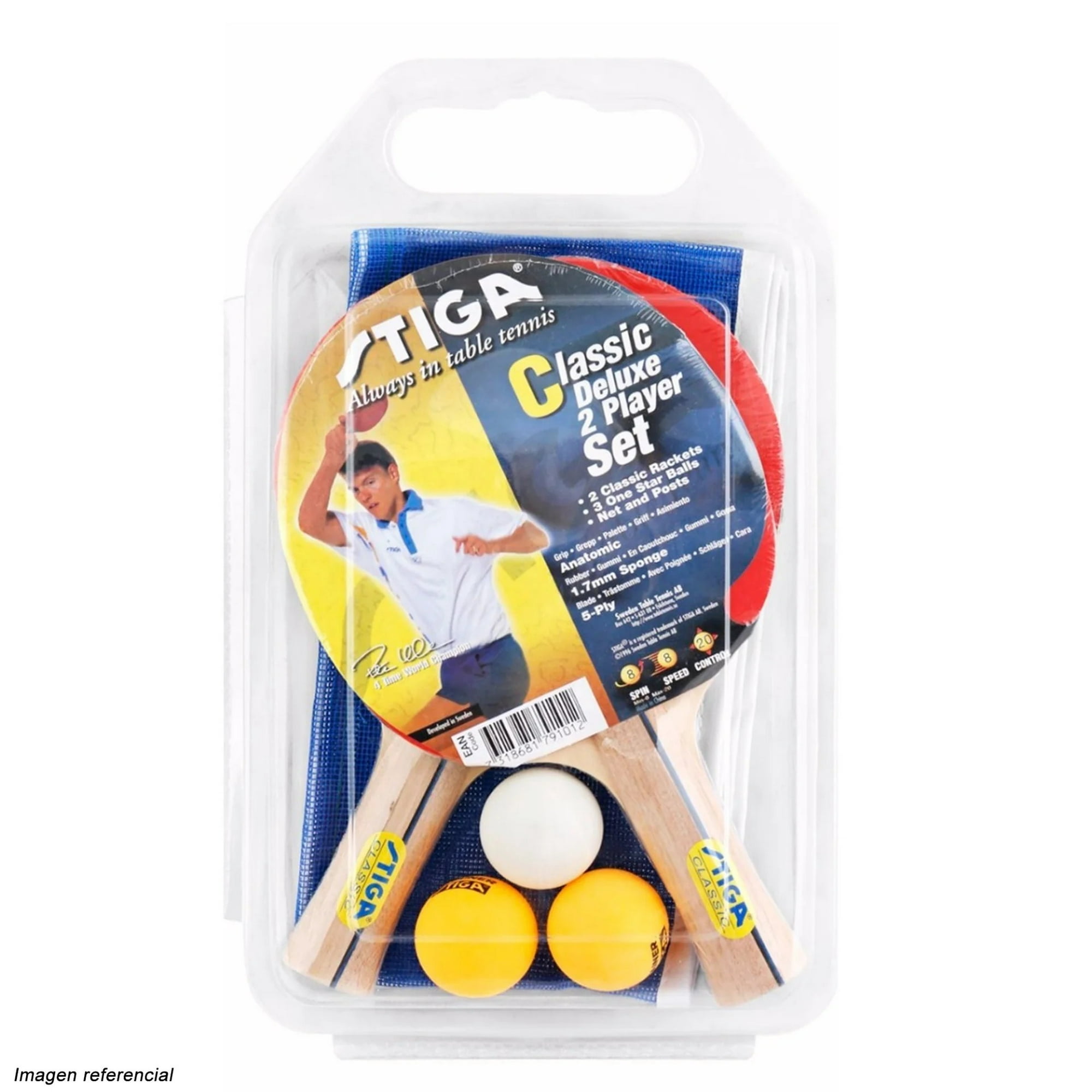 Stiga - Set Tenis De Mesa Classic 2 Paletas - 3 Pelotas -1 Red