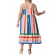 thumbnail image 3 of Vestido de Rayas Ajustable de Verano para Playa Maxi Cami de Talla Grande para Mujer de Agnes Orinda 4X Verde Rosa, 3 of 5
