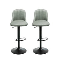 Global Latin Group - Pack 2 Silla De Bar Moderna Regulable Asiento Tapizado Y Base Metálica Verde