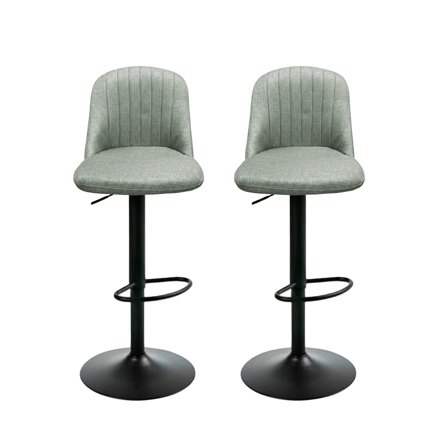 Global Latin Group - Pack 2 Silla De Bar Moderna Regulable Asiento Tapizado Y Base Metálica Verde