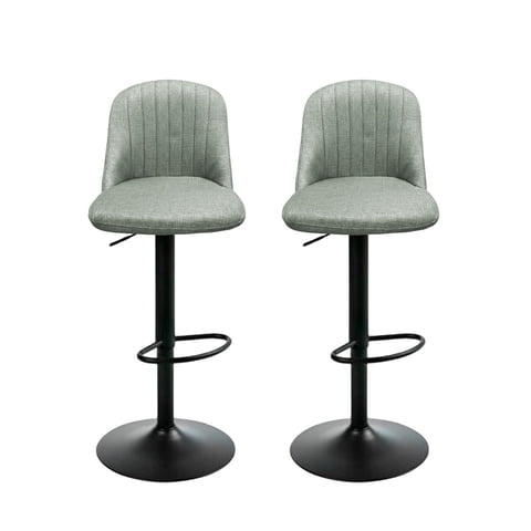 Global Latin Group - Pack 2 Silla De Bar Moderna Regulable Asiento Tapizado Y Base Metálica Verde