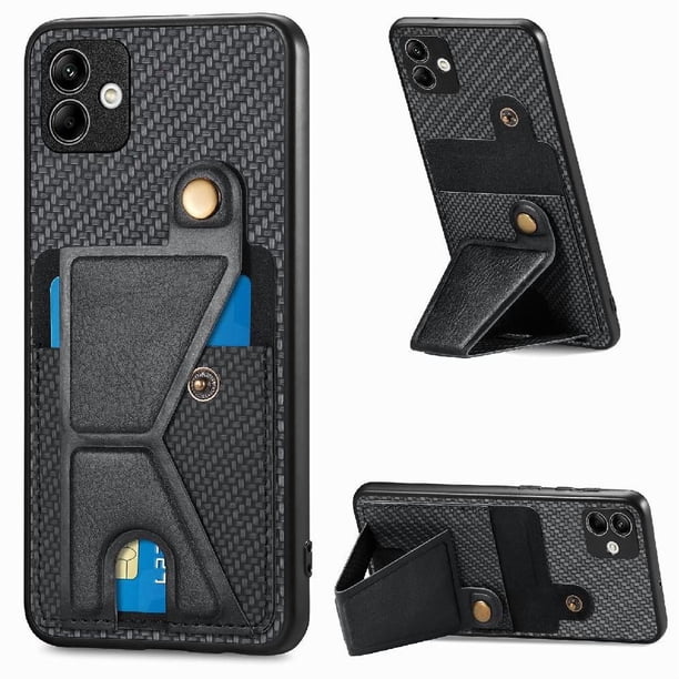 Funda Resistente para Samsung Galaxy A04 4G con Tarjetero y Soporte, Diseño Magnético Negro