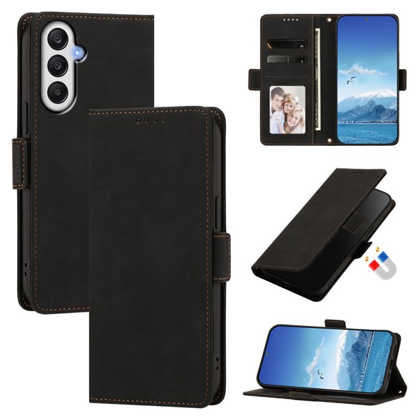 Funda Billetera Delgada para Samsung Galaxy A05s 4G con Ranuras y Soporte Negro