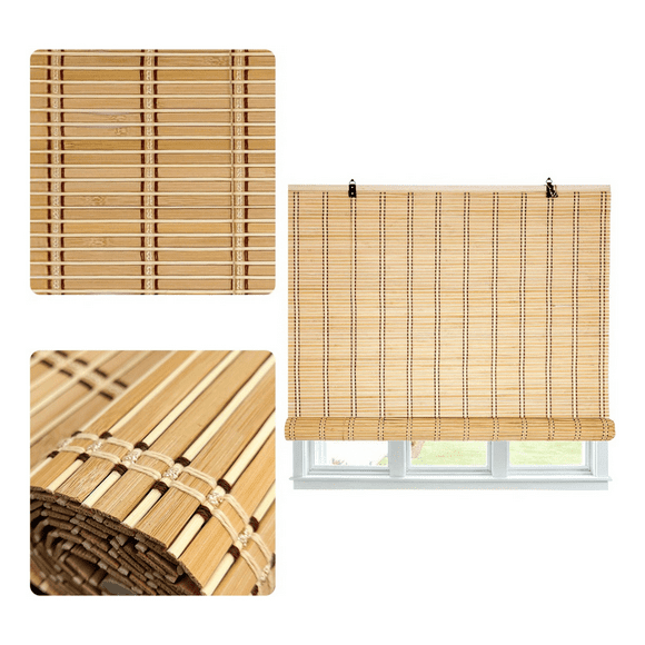 Cortina De Bambú Persiana Bicolor 120x180 Con Diseños Roller
