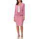 thumbnail image 4 of INSPIRE CHIC Traje de Mujer Conjunto de Regreso a Clases para Maestras Conjuntos de Negocios Blazer Peplum sin Cuello Traje Formal de Falda Lápiz Conjunto de 2 Piezas S Rosa Oscuro, 4 of 6