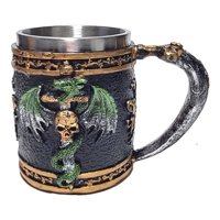 Genérico - Tazon Mug Shopero Dragon Calavera Acero Inoxidable 450Ml