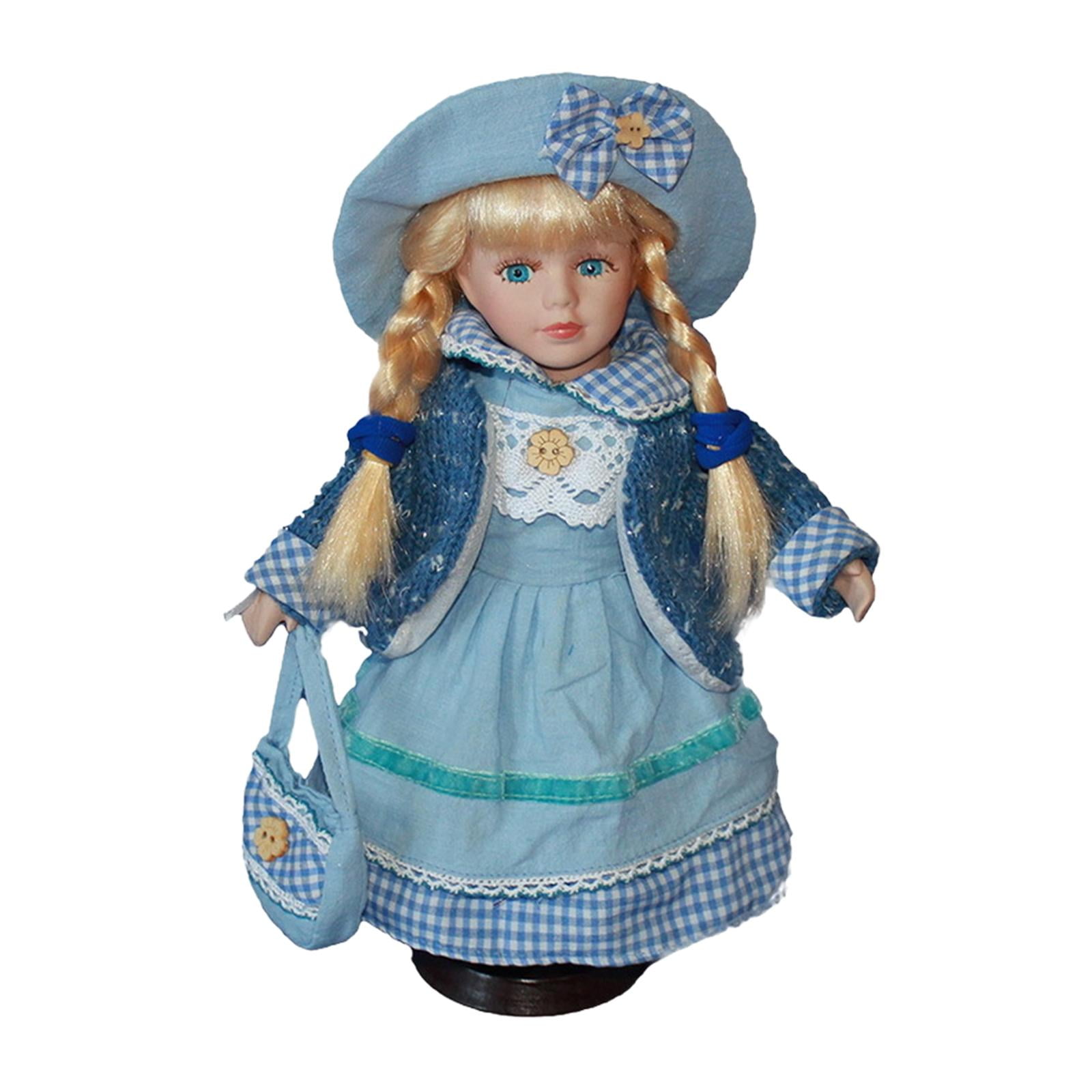 Bothyi - Muñeca De Porcelana Con Vestido, Regalo De Cumpleaños Para Niños Y Mujeres, Elegante Figura De Pie Azul