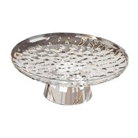 Magideal - Frutero Con Base, Práctico Plato De Fruta Redondo, Bandeja De Almacenamiento Estética, Plato De Cena Para Decoración De Mesa, Mostrador De Cocina, Ofi Blanco Y Plata