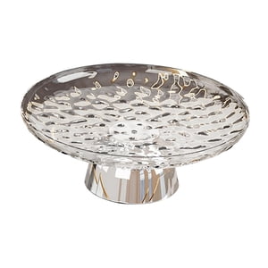 Magideal - Frutero Con Base, Práctico Plato De Fruta Redondo, Bandeja De Almacenamiento Estética, Plato De Cena Para Decoración De Mesa, Mostrador De Cocina, Ofi Blanco Y Plata