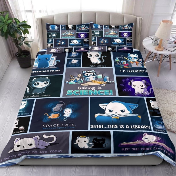 Cut Chibi Cat Bedding Set Duvet Cover Set PILLOWCASE3-Piece Bedding Set (1 Duvet Cover + 2 Pillow Shams)