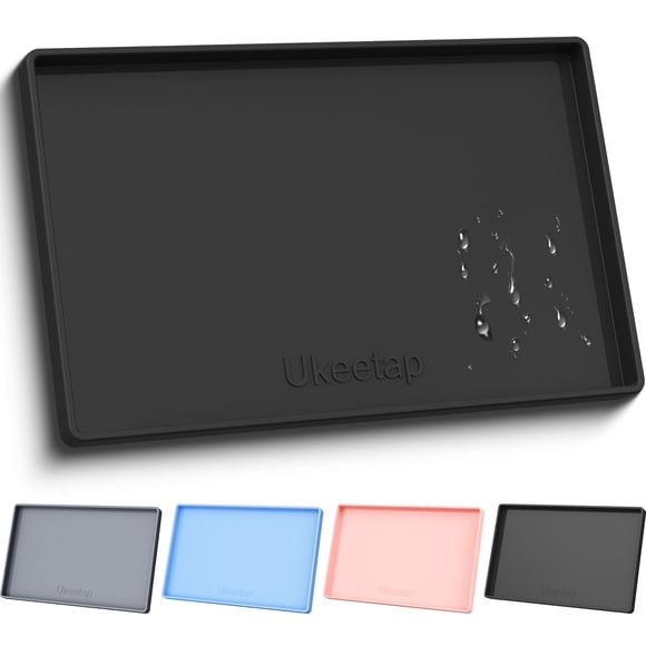 Alfombrilla de silicona impermeable Ukeetap extra gruesa de 48 cm x 30 cm, color negro